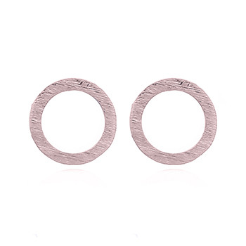 Brushed Silver Circle Earrings Rose Gold Plated by BeYindi 