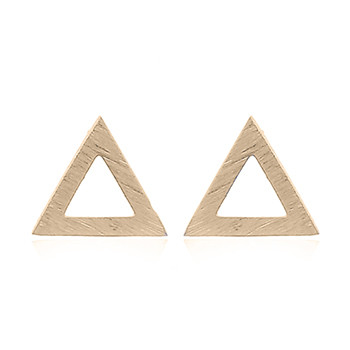 Brushed Silver Triangle Earrings Gold Plated by BeYindi 