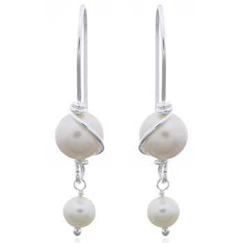 Captivating Dainty Shell Pearl Drop Earrings 925 Silver by BeYindi 