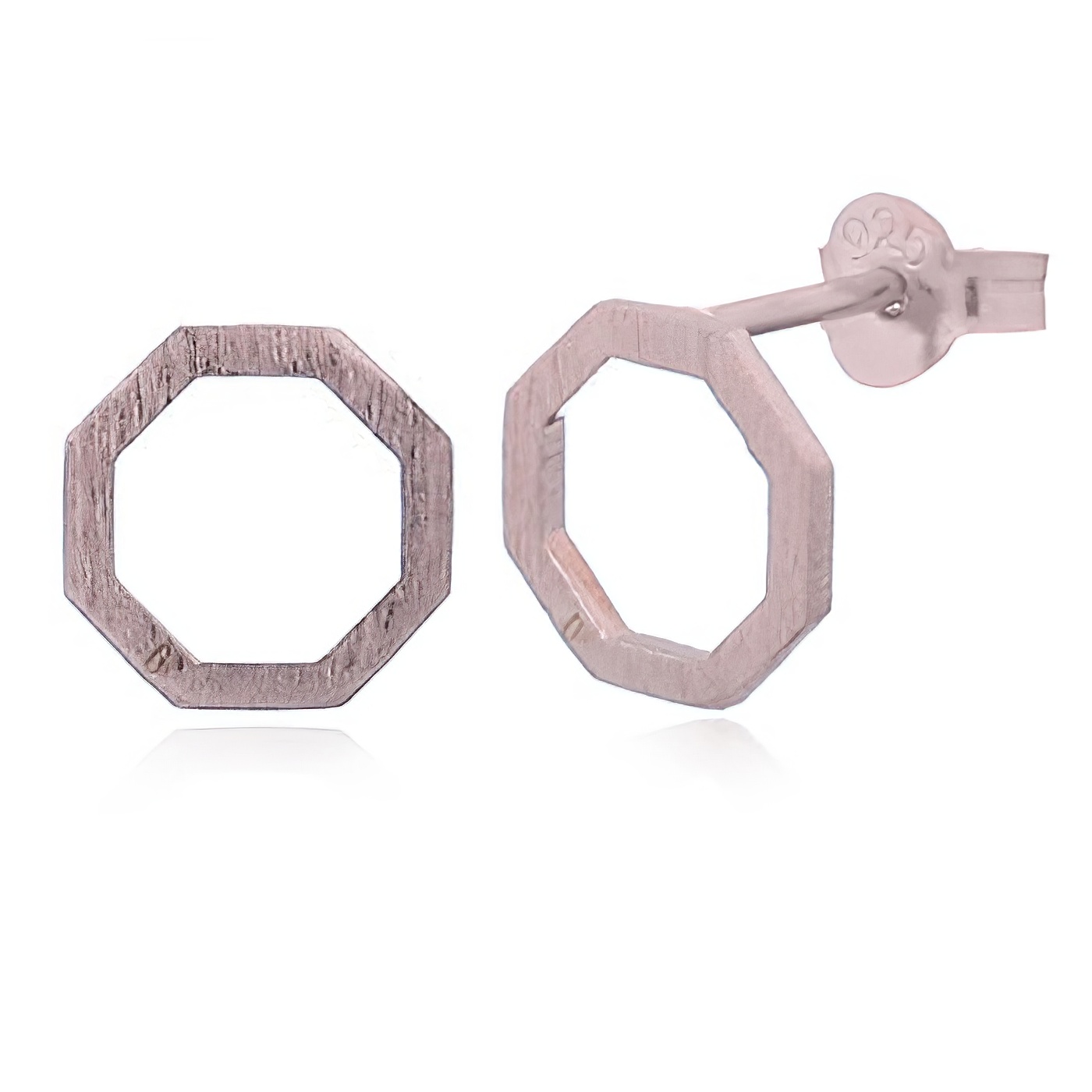 Open Octagon Rose Gold Plated Stud Earring by BeYindi 