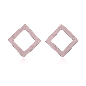 Open Square Brushed Rose Gold Plated Stud Earrings by BeYindi 