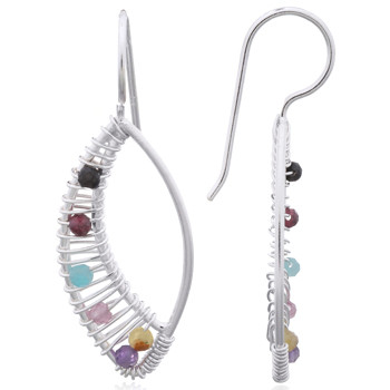 Embellished Marquise 925 Silver With Multi-color Stones Drop Earrings by BeYindi 