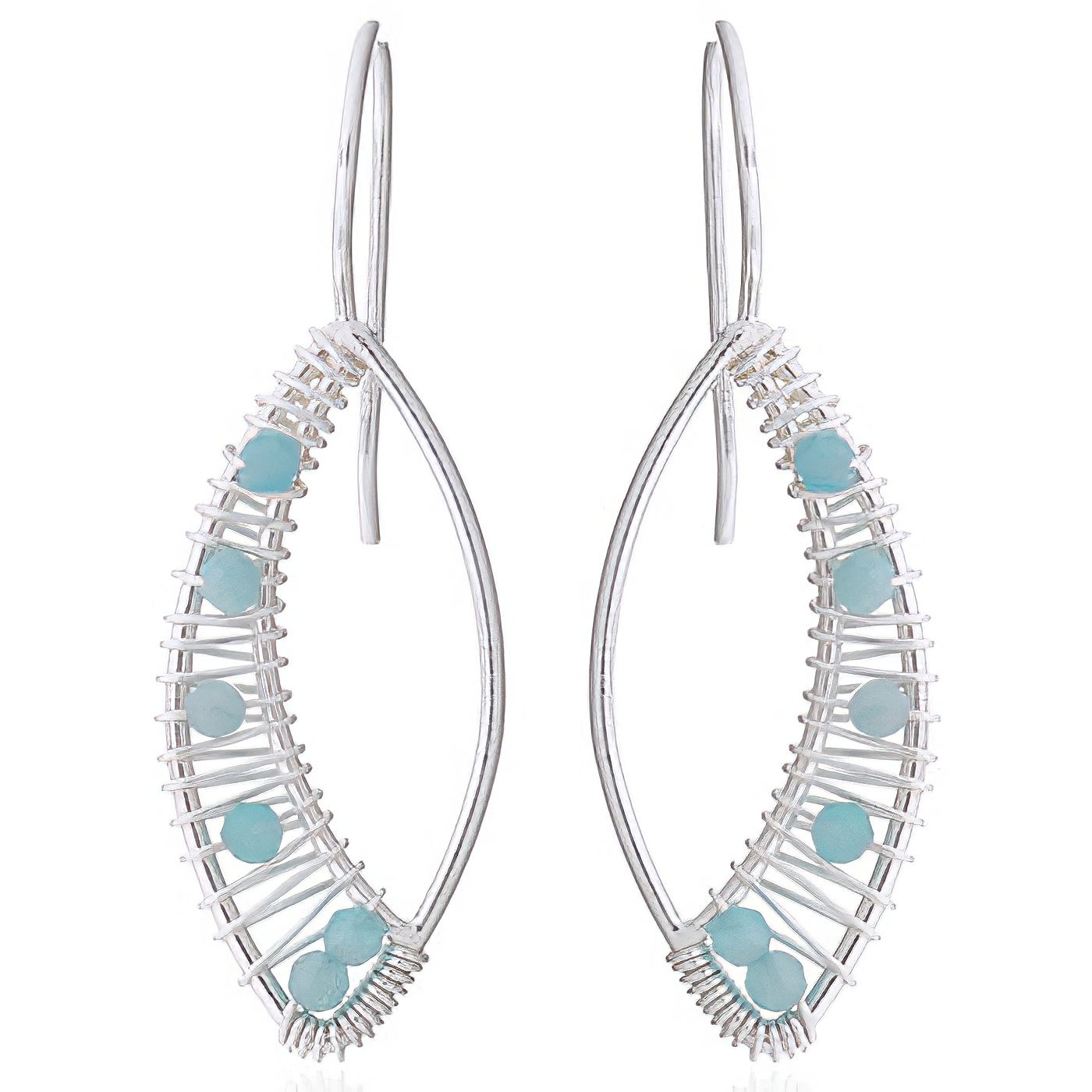 Embellished Marquise 925 Silver With Amazonite Drop Earrings by BeYindi 