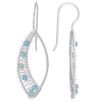 Embellished Marquise 925 Silver With Amazonite Drop Earrings by BeYindi 