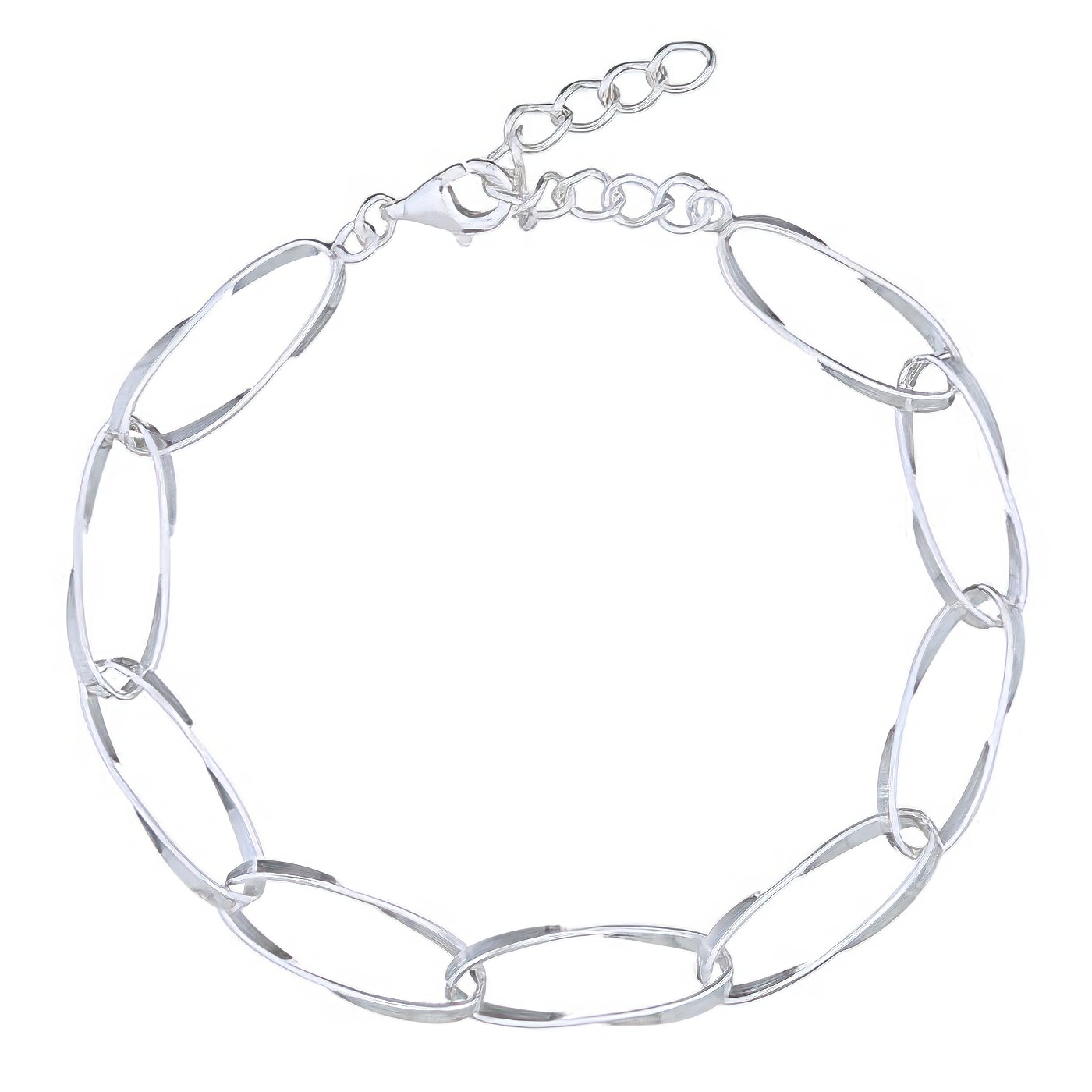 Large Slightly Twisted Chain Link 925 Silver Bracelet by BeYindi 