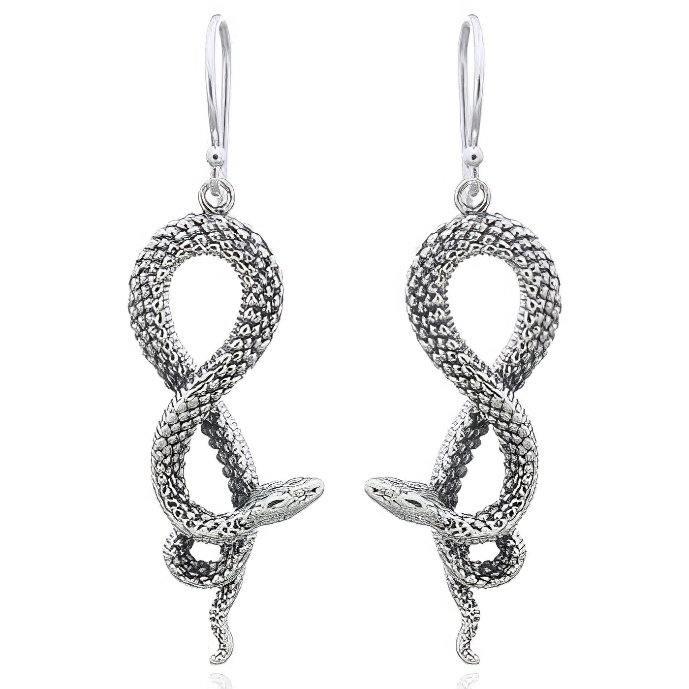Mamba Snake 925 Sterling Silver Dangle Earrings by BeYindi 