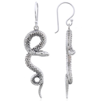 Rough Scaled Snake 925 Sterling Silver Dangle Earrings by BeYindi 