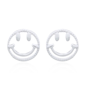 Happy Cute Smiley Emoji 925 Silver Stud Earrings by BeYindi 