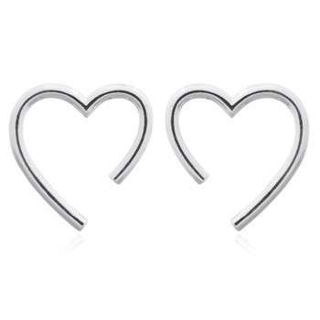 Large Stylish Heart Stud Earrings 925 Sterling Silver by BeYindi 