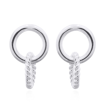 Interlocked Twisted Circle Stud Earrings 925 Silver by BeYindi 