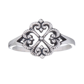Floral Ajoure Antiqued 925 Silver Ring by BeYindi 