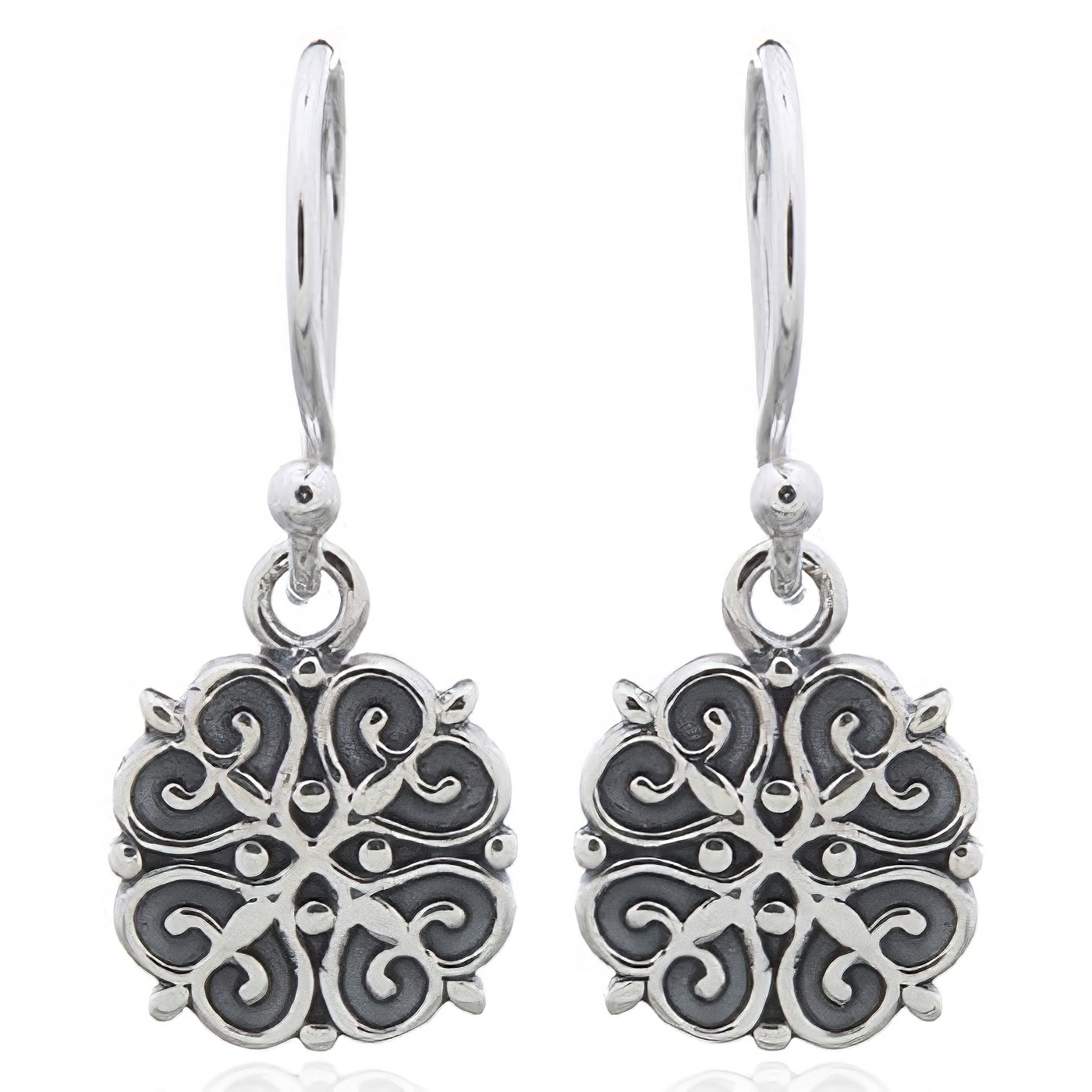 Floral Ajoure Antiqued 925 Silver Dangle Earrings by BeYindi 