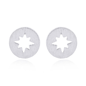 Mini Star Vector Brushed Stud Earrings 925 Silver by BeYindi 