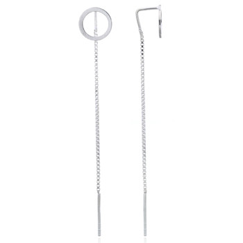 Circle 925 Silver Box Chain Back Threader Earrings by BeYindi 