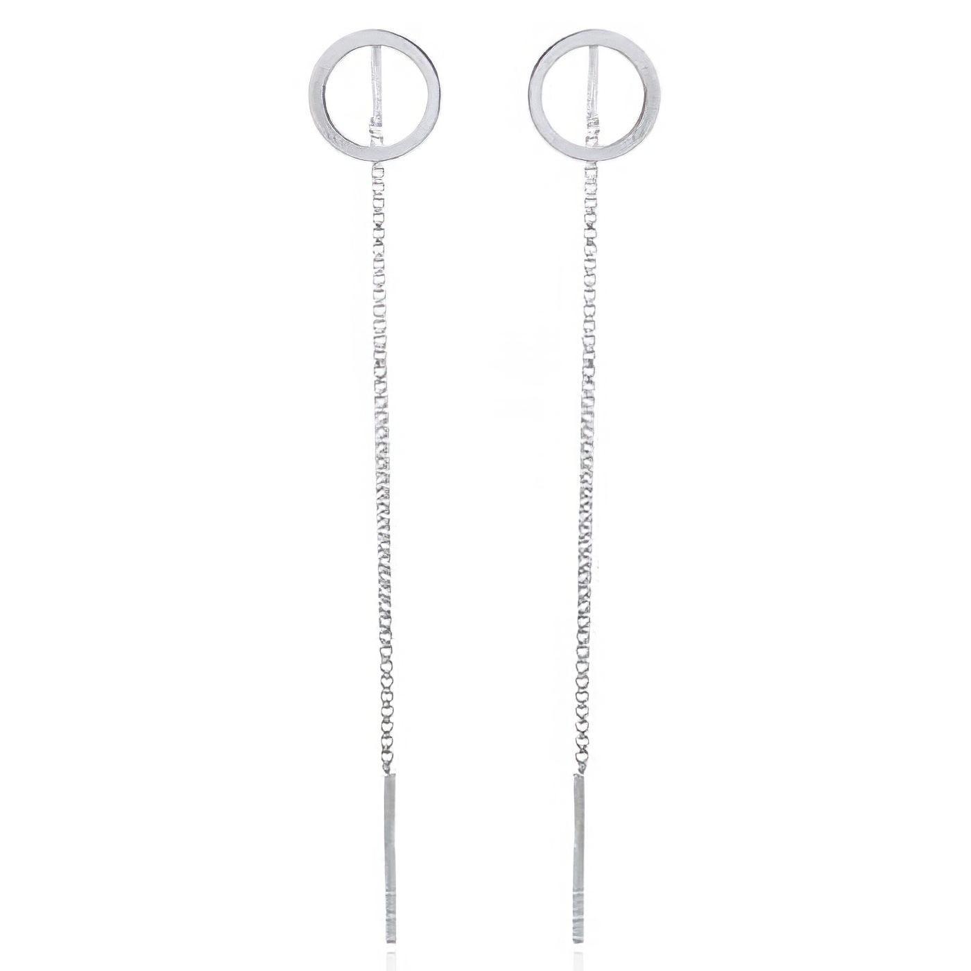 Circle 925 Silver Box Chain Back Threader Earrings by BeYindi 