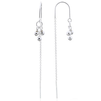 925 Sterling Silver Ball Charms Threader Earrings by BeYindi 