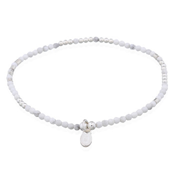 Howlite White Stone With 925 Silver Charm Stretchable Bracelet by BeYindi 
