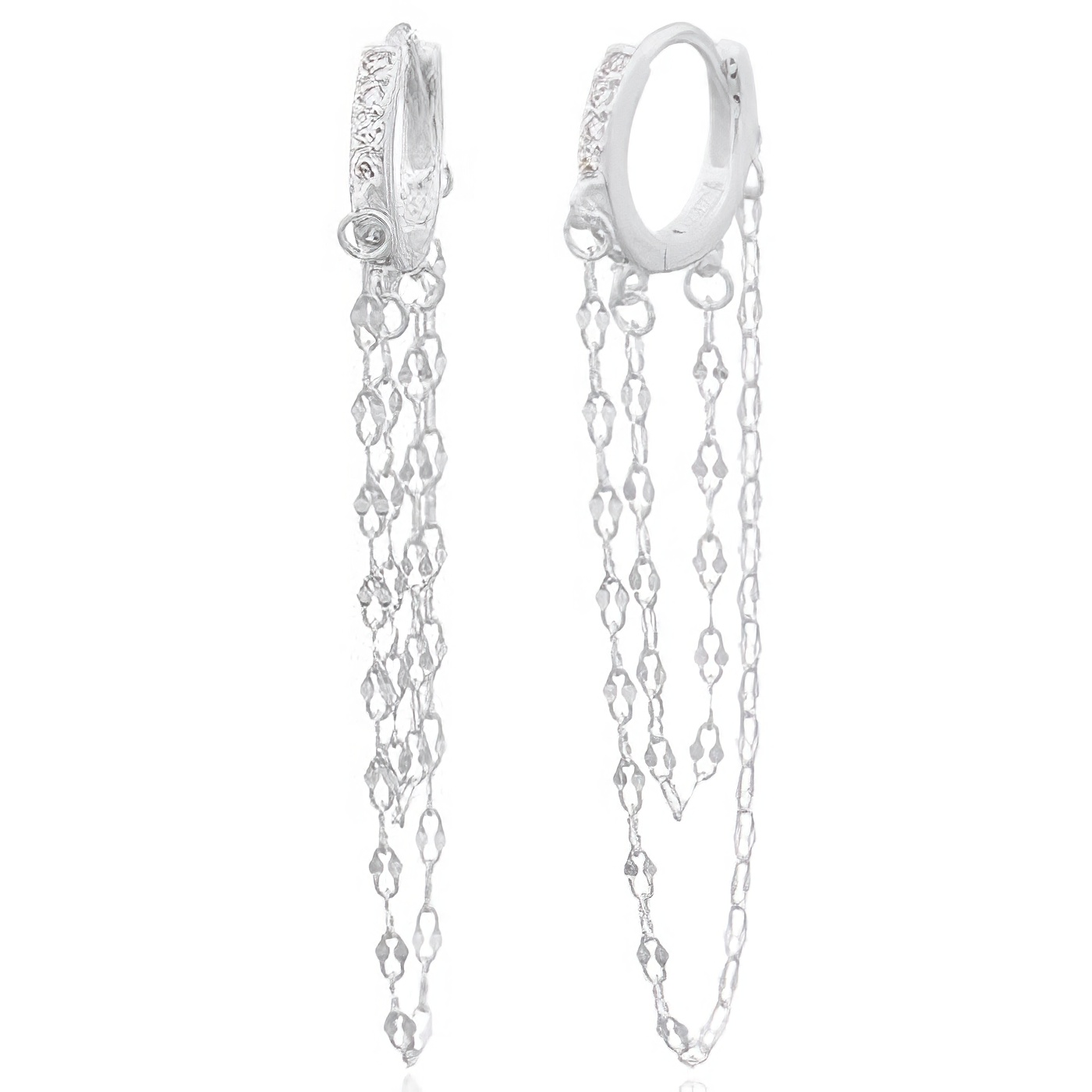 Captivating CZ Huggie Chain Drop 925 Silver Earrings by BeYindi 