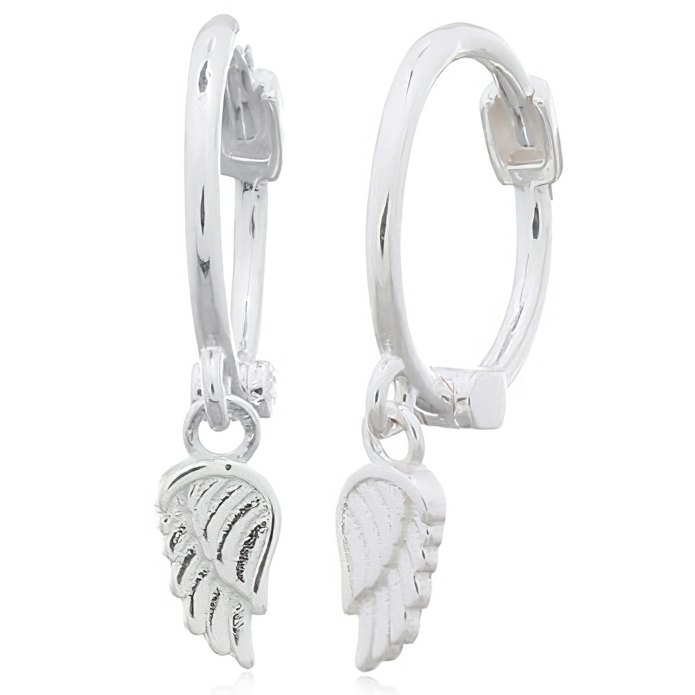 Tiny Angel Wing Huggie Earrings 925 Silver by BeYindi 