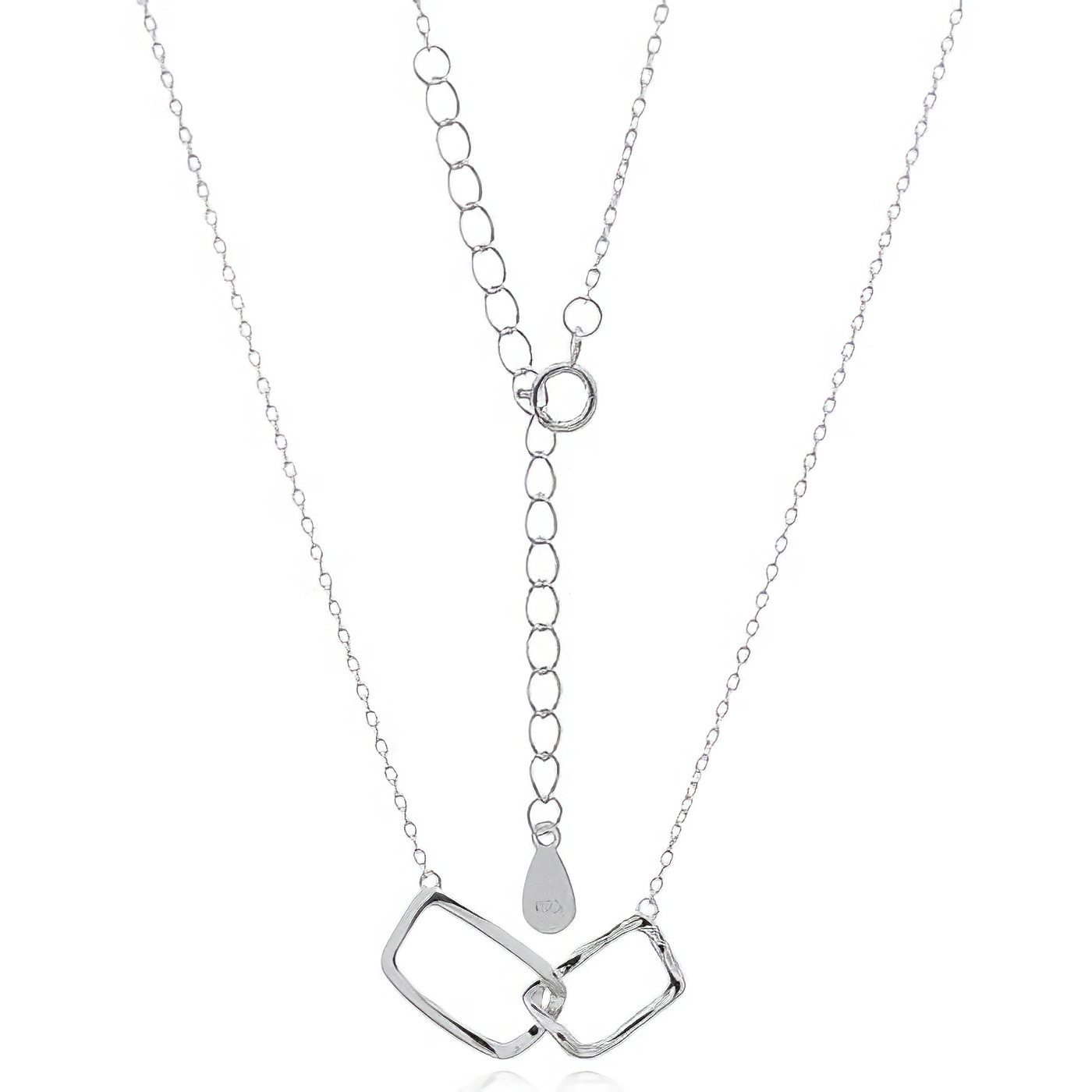 Interlocking Square Pendant Sterling Silver Necklace by BeYindi 