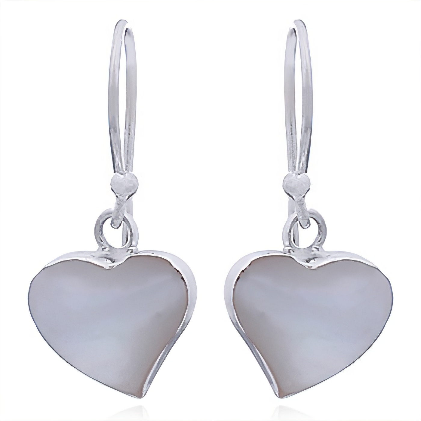 Sterling Silver MOP Slanted Heart Dangle Earrings by BeYindi 