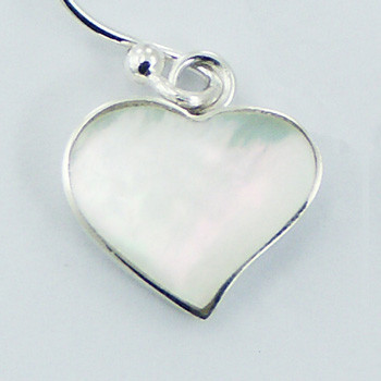 Sterling Silver MOP Slanted Heart Dangle Earrings by BeYindi 2