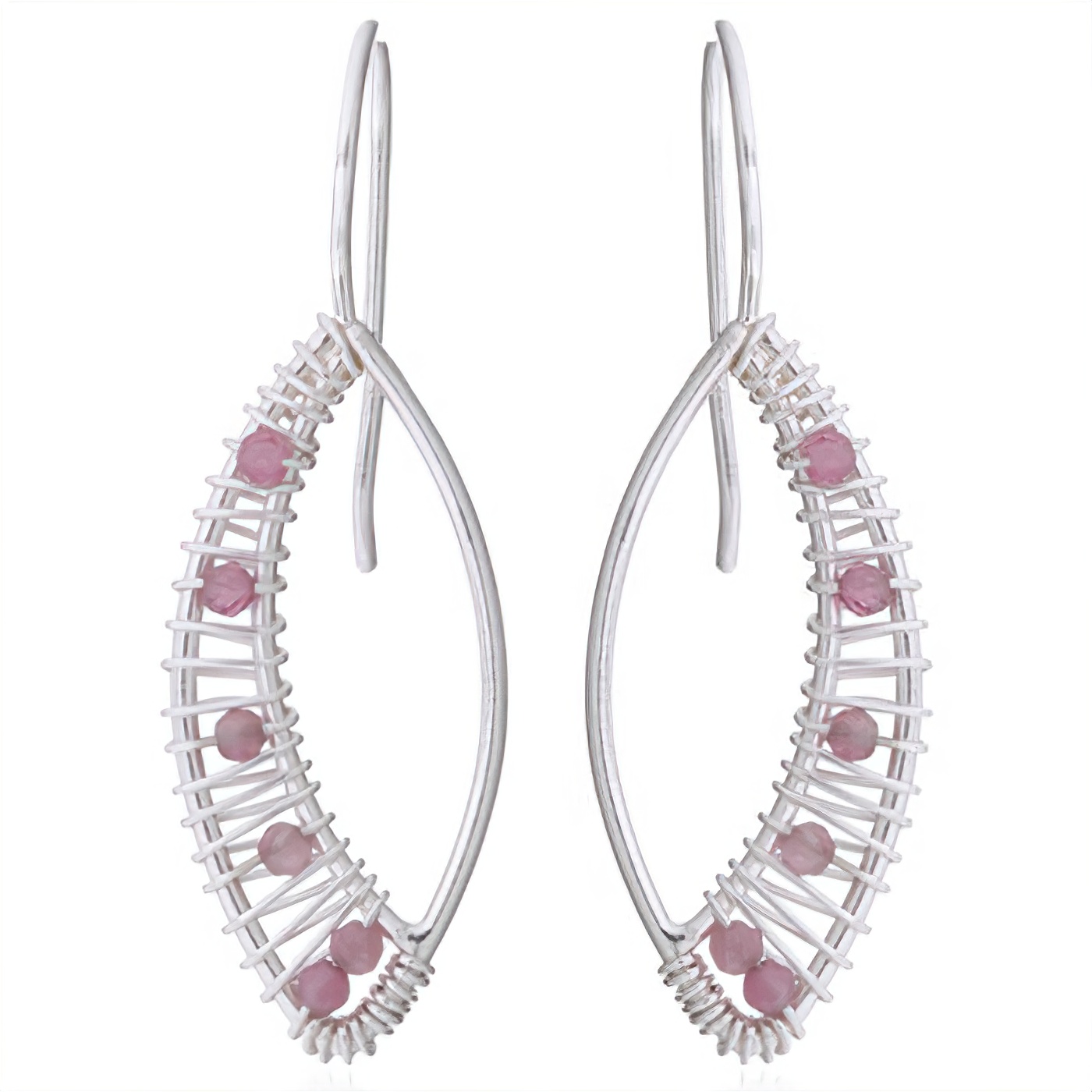 Embellished Marquise 925 Silver With Tourmaline Drop Earrings by BeYindi 
