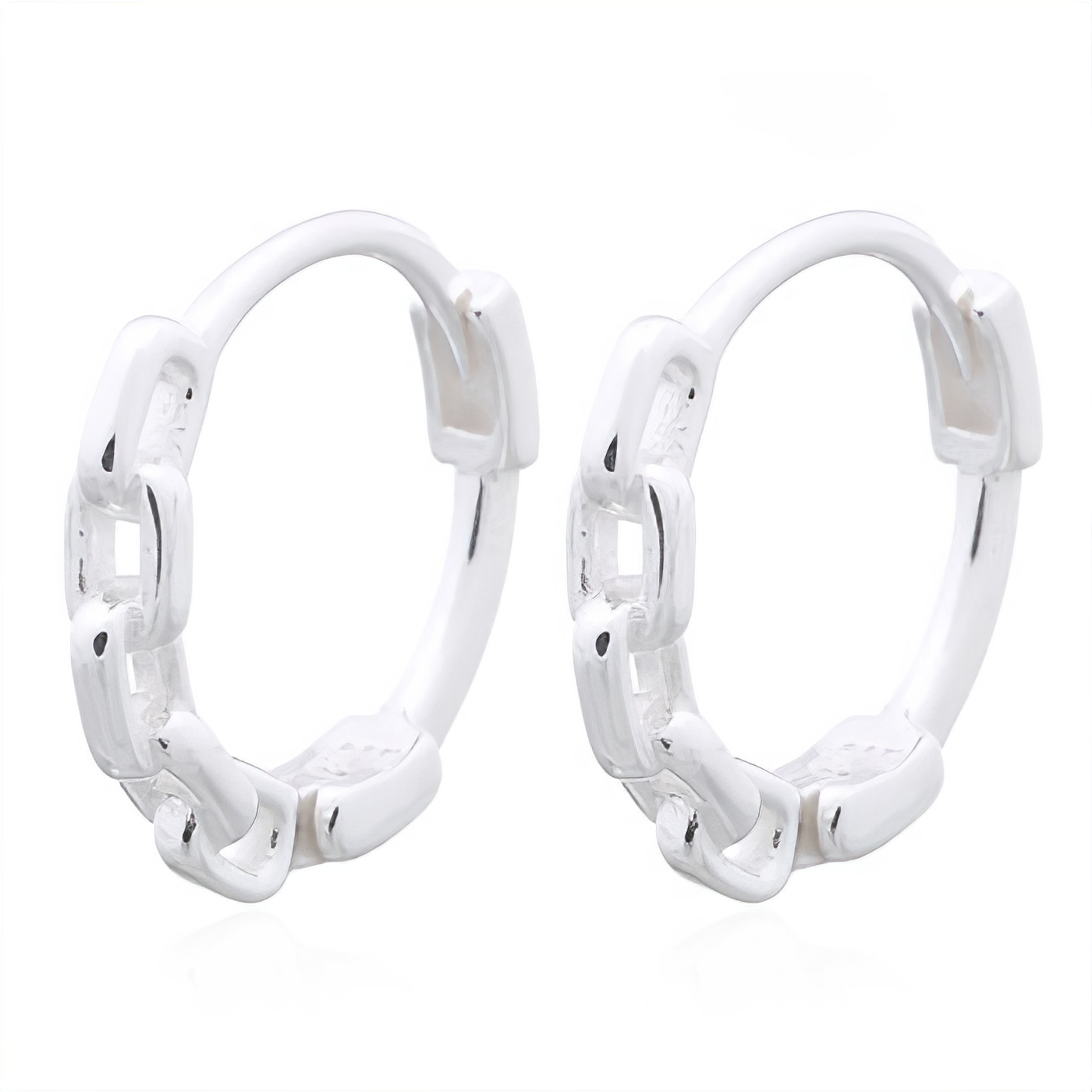 925 Sterling Silver Chain Style Huggie Earrings by BeYindi 