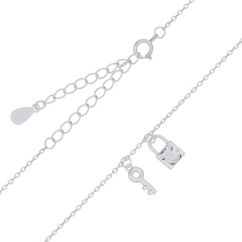 Adorable Matching Lock And Key 925 Silver Necklace by BeYindi 