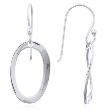 High Polish 925 Silver Large Twisted Flat Oval Dangle Earrings by BeYindi 