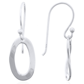 High Polish 925 Silver Small Twisted Flat Oval Dangle Earrings by BeYindi 
