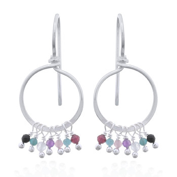 925 Silver Drop Earrings with Set of Dangling Mixed Stones by BeYindi 