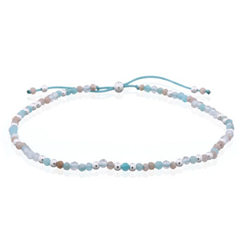 Dainty Multi-colored Stones With Silver Beads Polyester Bracelet by BeYindi 