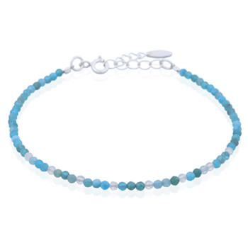 925 Sterling Silver Bracelet with Blue Apatite and Moonstone Beads by BeYindi 