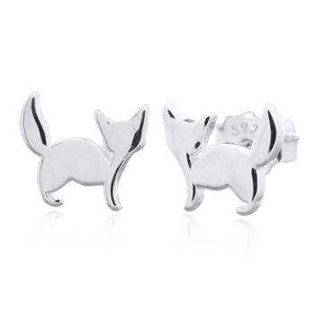 Petit Kitty Cat Stud Earrings 925 silver by BeYindi 