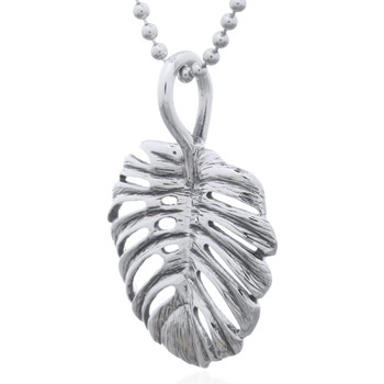 925 Silver Rounded Fern Leaf Pendant Detailed Texture by BeYindi 