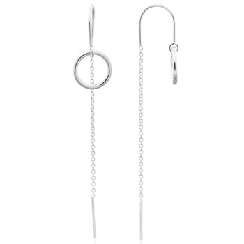 Circle Hoop Threader Earrings 925 Silver by BeYindi 