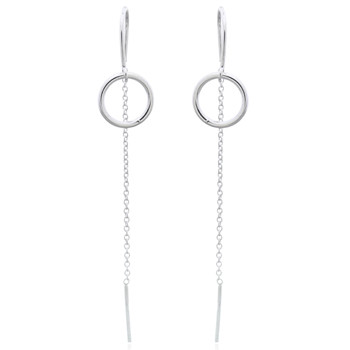 Circle Hoop Threader Earrings 925 Silver by BeYindi 