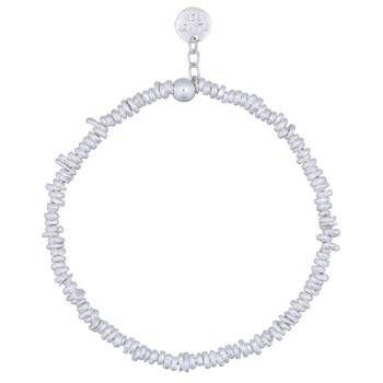 Sterling Silver Mixed-shape Beads Stretch Bracelet by BeYindi 