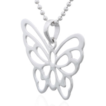 Flat Butterfly Sterling Silver Pendant Open Spaces by BeYindi 
