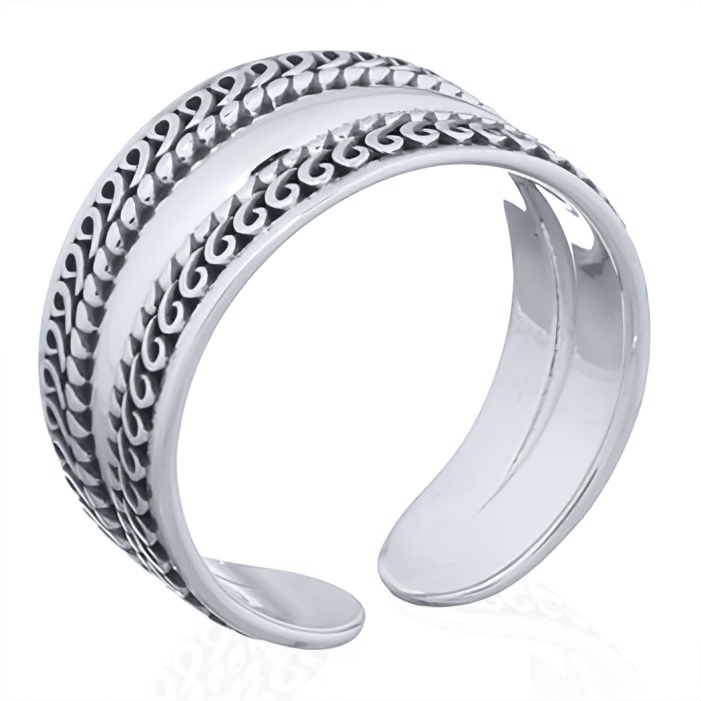 Highly Polished 925 Silver Ring Looping Border Design by BeYindi 