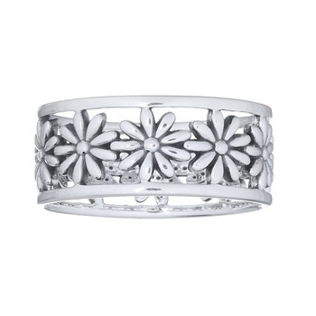 Sterling Silver Daisy Flower Ring Openwork Design by BeYindi 