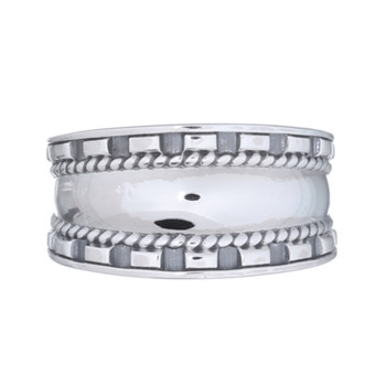 Highly Polished 925 Silver Toe Ring Contrasting Dark Squares by BeYindi 