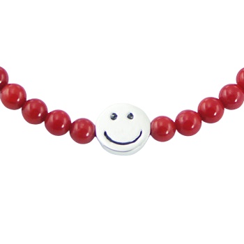 Polished Round Bead Bracelet with Sterling Silver Happy Face Bead by BeYindi 3