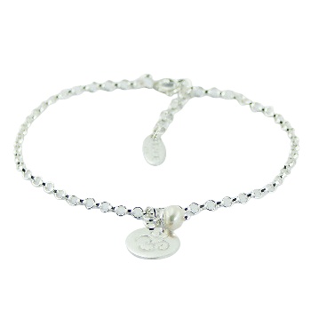 Sterling Silver OM Charm Bracelet with Freshwater Pearl by BeYindi 