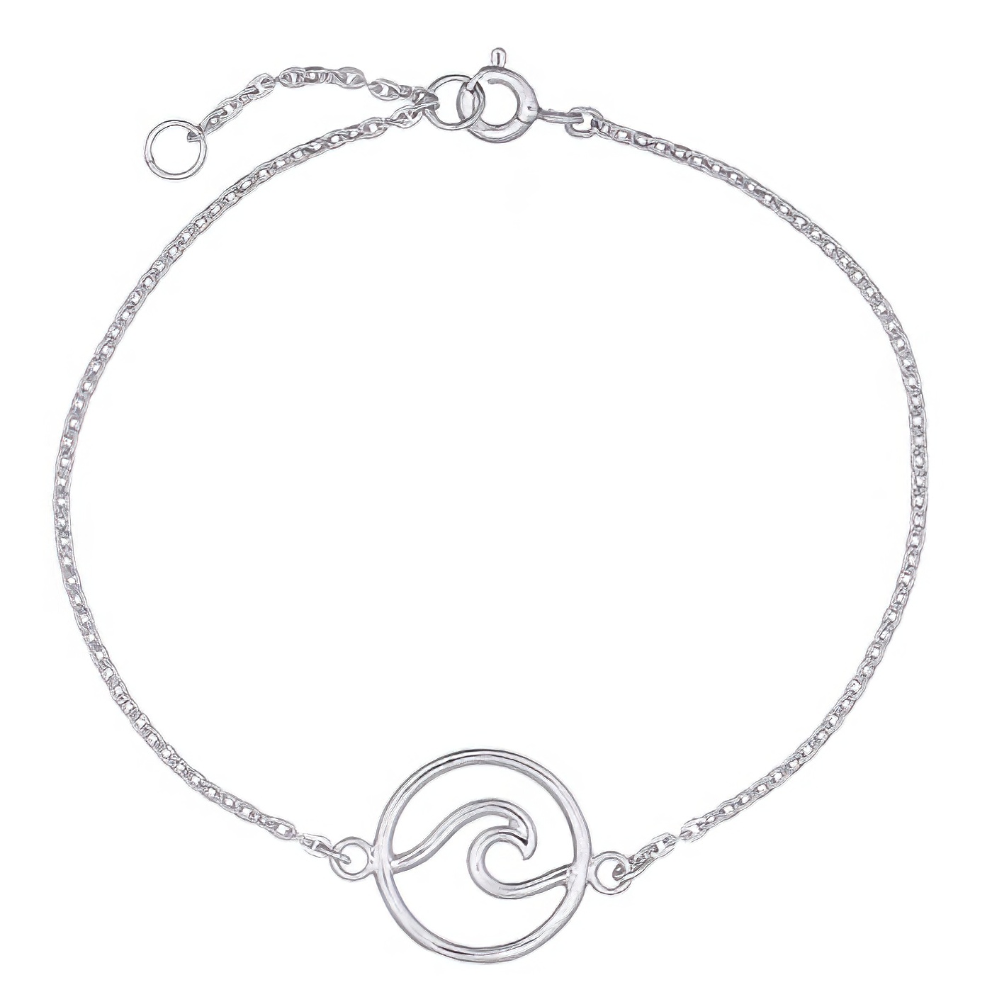 Wave Of Sea Sterling Plain Silver Chain Bracelet 