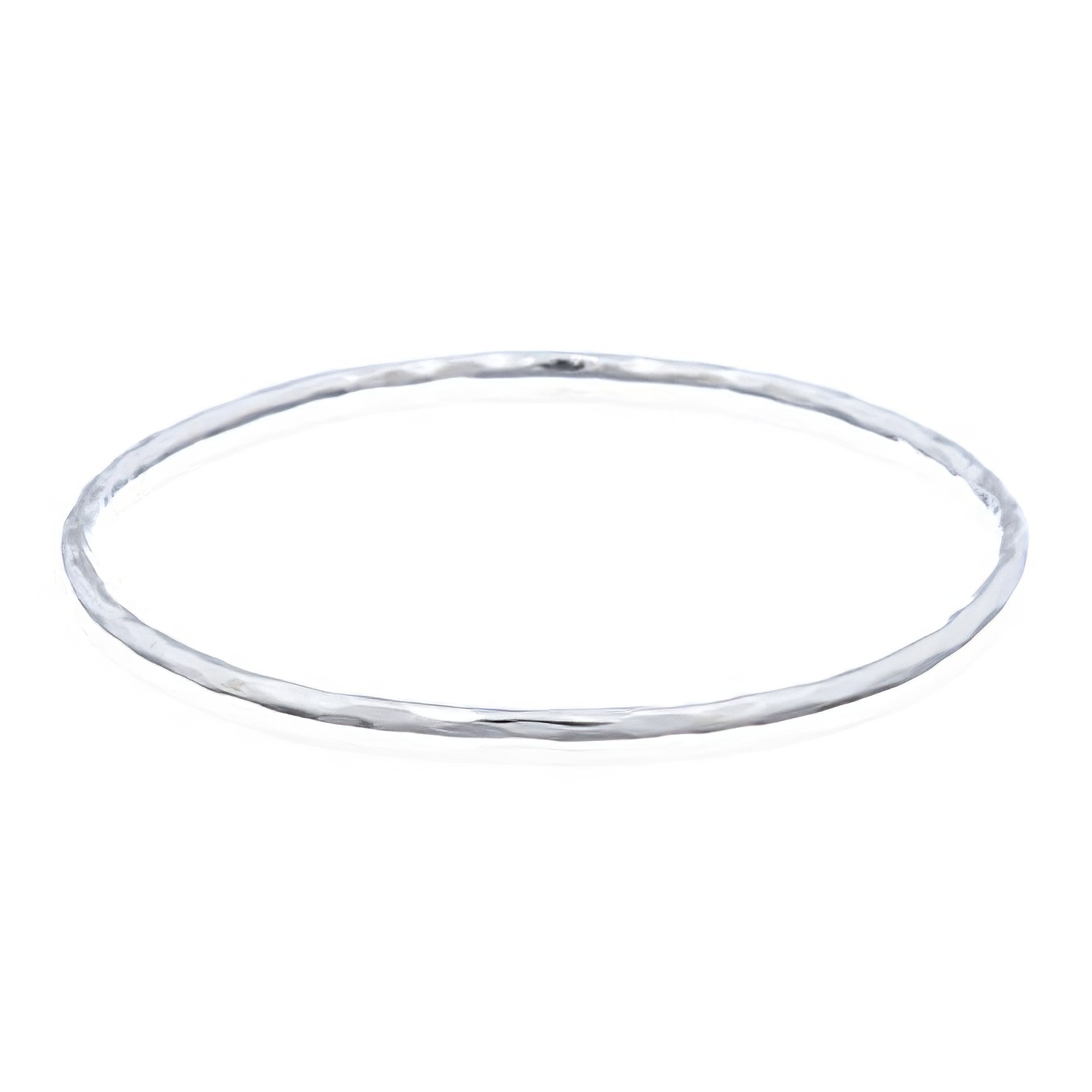 Sterling Silver Wire Bangles In Hammered Effect 