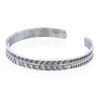 Tribal Arrows On Silver 925 Concave Bangles 