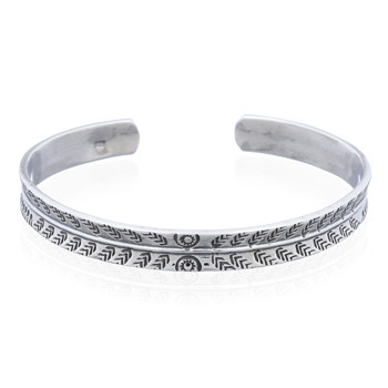 Tribal Arrows On Silver 925 Concave Bangle by BeYindi 