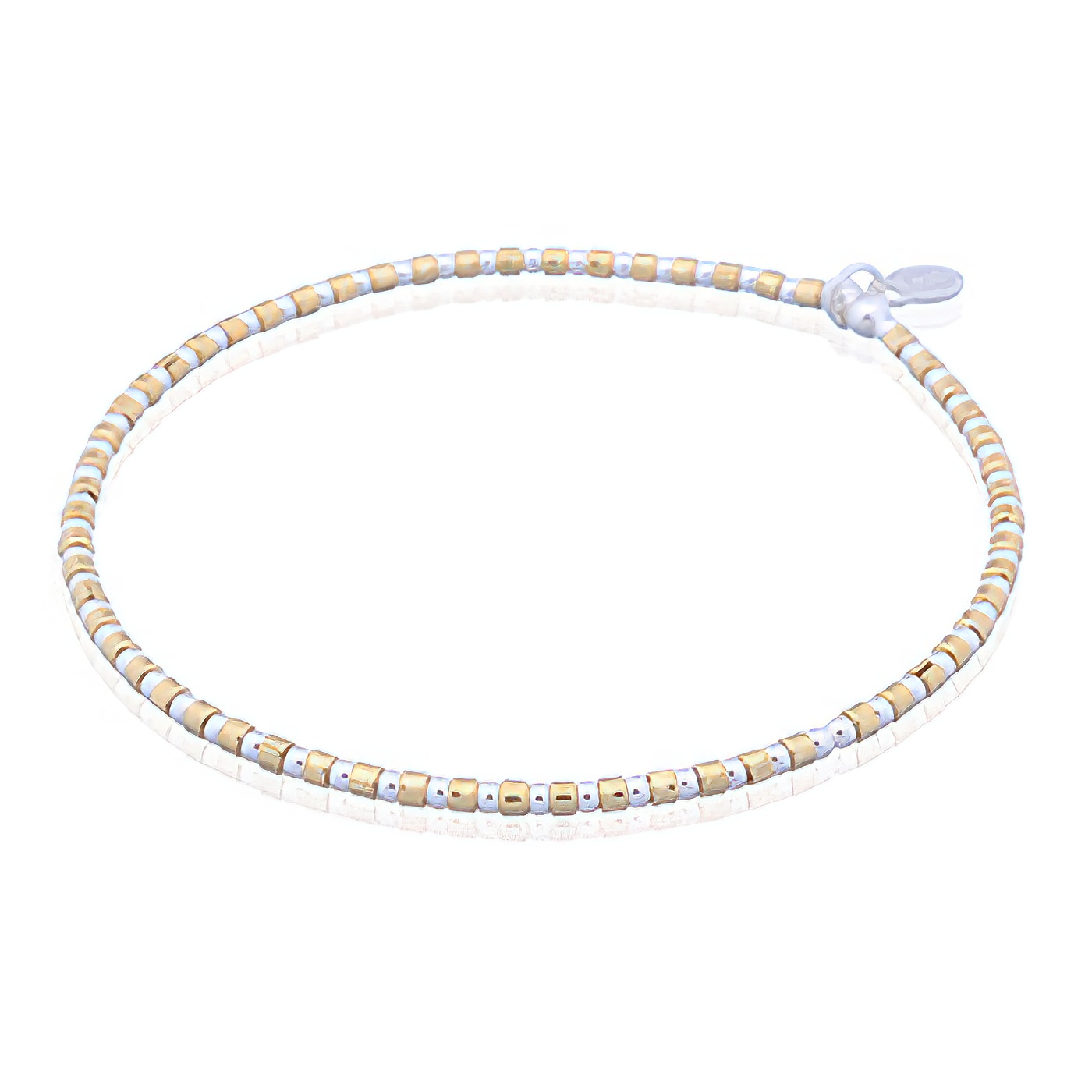 925 Yellow Gold Plated Bead Stretchable Bracelet 